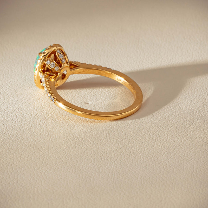 18ct Yellow Gold 1.25ct Opal & Diamond Mini Sierra Ring - Ring - Walker & Hall