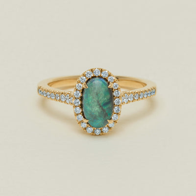 18ct Yellow Gold 1.21ct Opal & Diamond Mini Sierra Ring - Ring - Walker & Hall