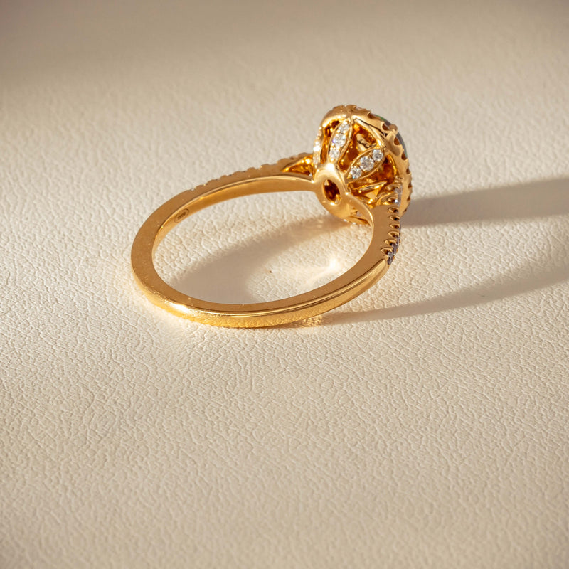 18ct Yellow Gold 1.25ct Opal & Diamond Mini Sierra Ring - Ring - Walker & Hall