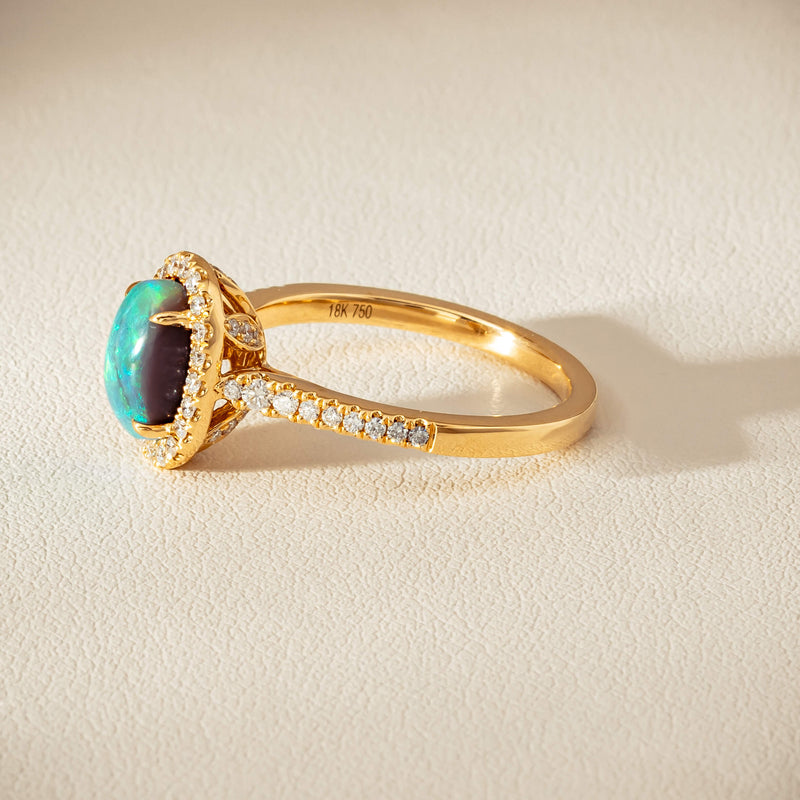 18ct Yellow Gold 1.21ct Opal & Diamond Mini Sierra Ring - Ring - Walker & Hall