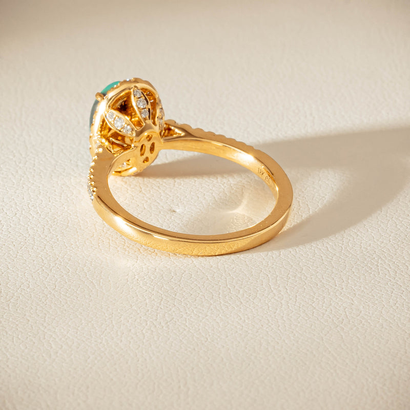 18ct Yellow Gold 1.21ct Opal & Diamond Mini Sierra Ring - Ring - Walker & Hall