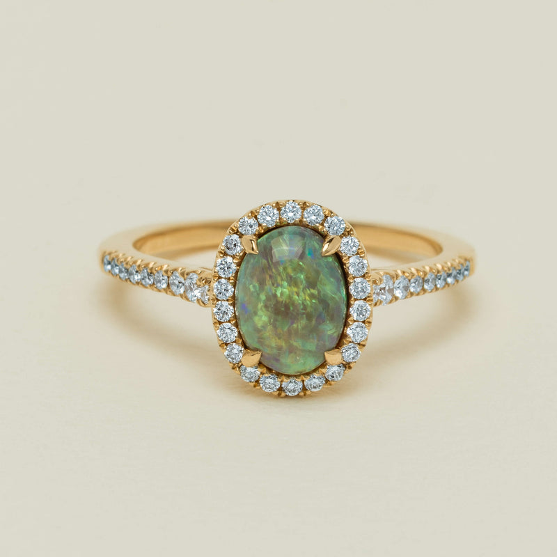 18ct Yellow Gold 1.25ct Opal & Diamond Mini Sierra Ring - Ring - Walker & Hall