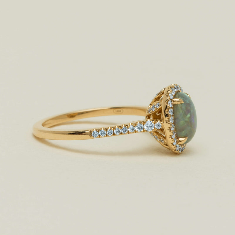 18ct Yellow Gold 1.25ct Opal & Diamond Mini Sierra Ring - Ring - Walker & Hall