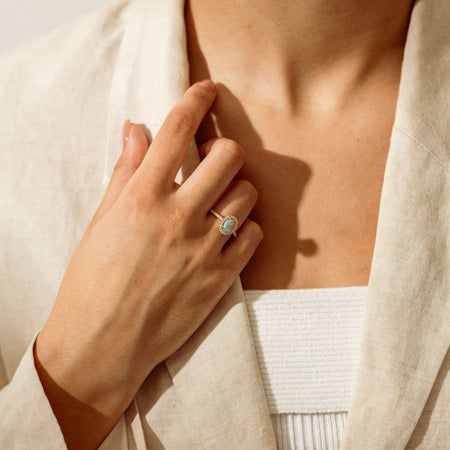 18ct Yellow Gold 1.25ct Opal & Diamond Mini Sierra Ring - Ring - Walker & Hall