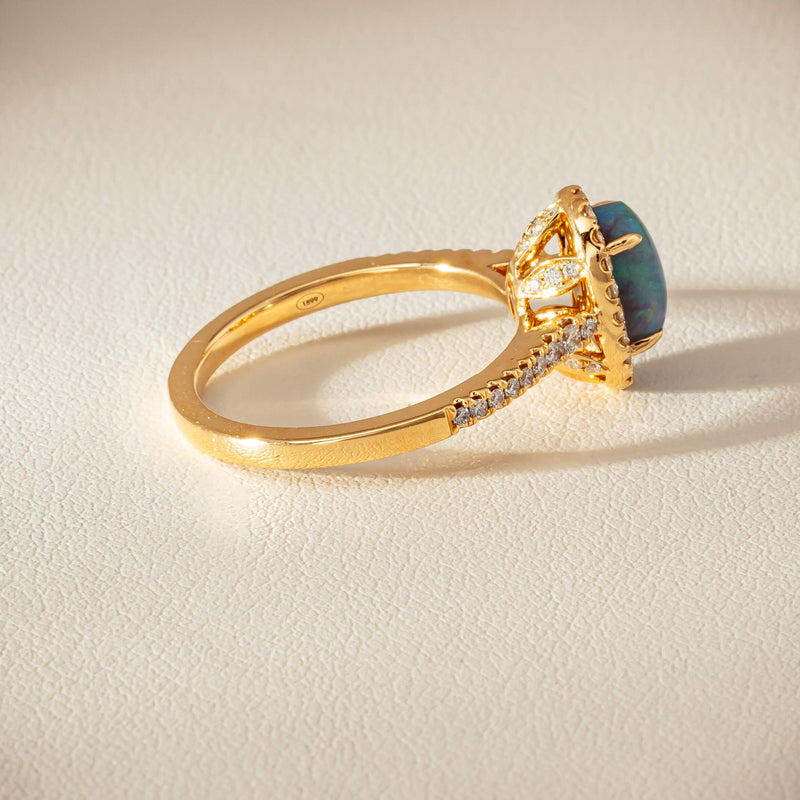 18ct Yellow Gold 1.21ct Opal & Diamond Mini Sierra Ring - Ring - Walker & Hall