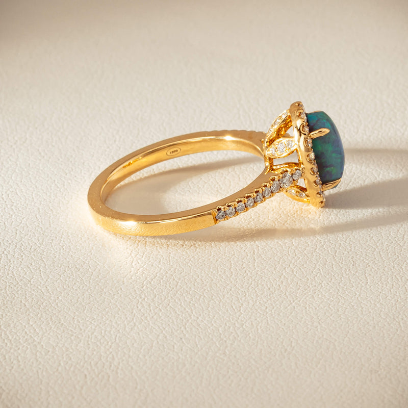 18ct Yellow Gold 1.21ct Opal & Diamond Mini Sierra Ring - Ring - Walker & Hall