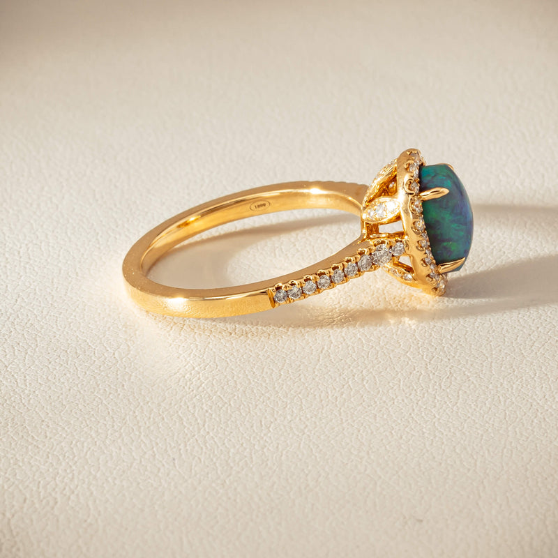 18ct Yellow Gold 1.21ct Opal & Diamond Mini Sierra Ring - Ring - Walker & Hall