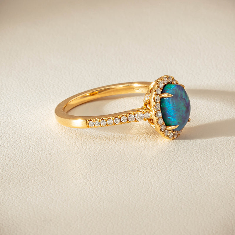 18ct Yellow Gold 1.21ct Opal & Diamond Mini Sierra Ring - Ring - Walker & Hall