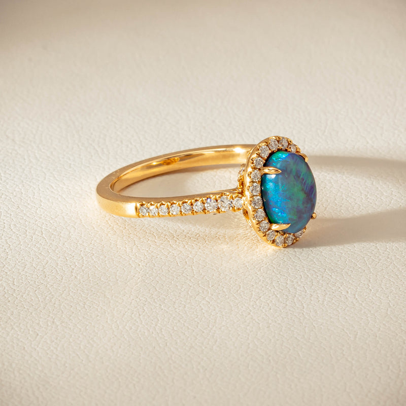 18ct Yellow Gold 1.21ct Opal & Diamond Mini Sierra Ring - Ring - Walker & Hall