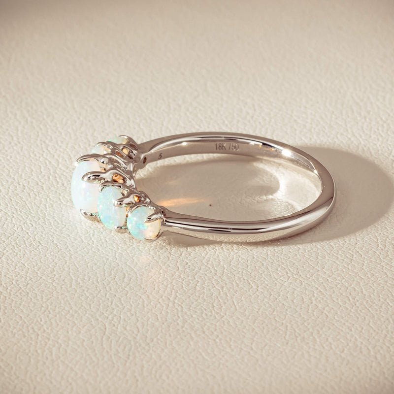 18ct White Gold Five Stone Opal Octavia Ring - Ring - Walker & Hall