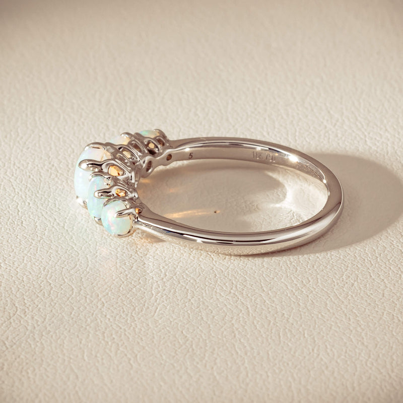 18ct White Gold Five Stone Opal Octavia Ring - Ring - Walker & Hall