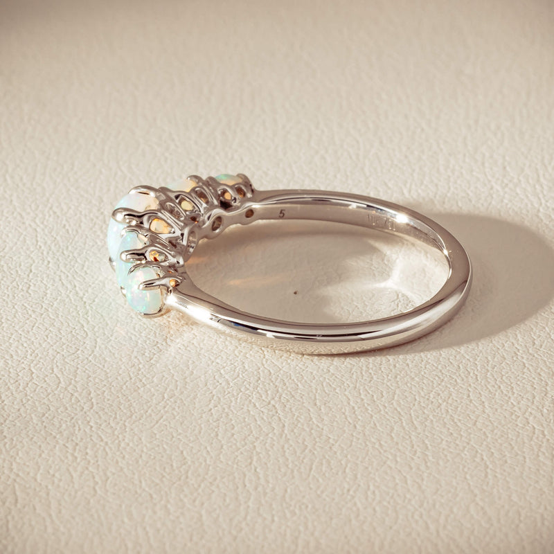 18ct White Gold Five Stone Opal Octavia Ring - Ring - Walker & Hall