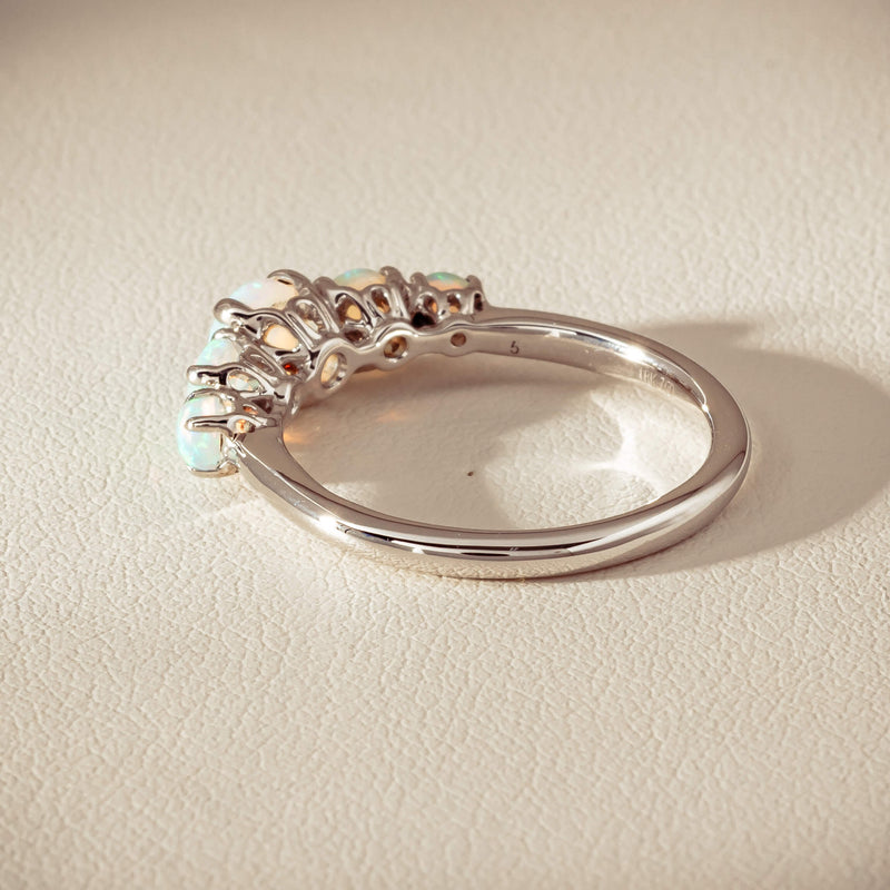 18ct White Gold Five Stone Opal Octavia Ring - Ring - Walker & Hall