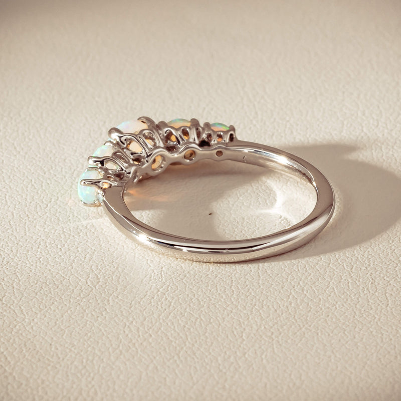 18ct White Gold Five Stone Opal Octavia Ring - Ring - Walker & Hall