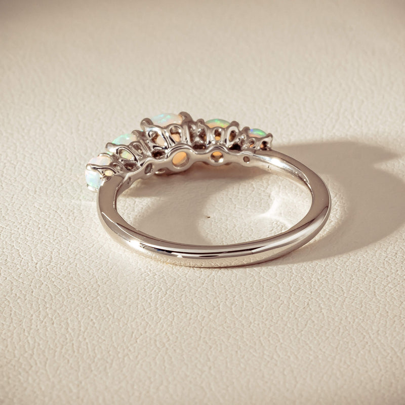 18ct White Gold Five Stone Opal Octavia Ring - Ring - Walker & Hall
