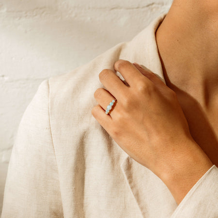 18ct White Gold Five Stone Opal Octavia Ring - Ring - Walker & Hall