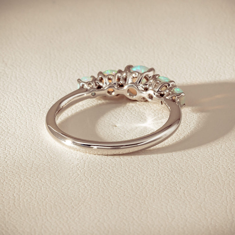 18ct White Gold Five Stone Opal Octavia Ring - Ring - Walker & Hall