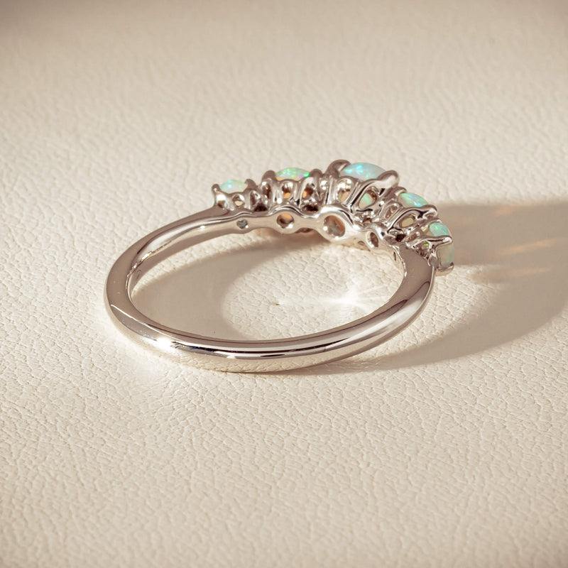 18ct White Gold Five Stone Opal Octavia Ring - Ring - Walker & Hall