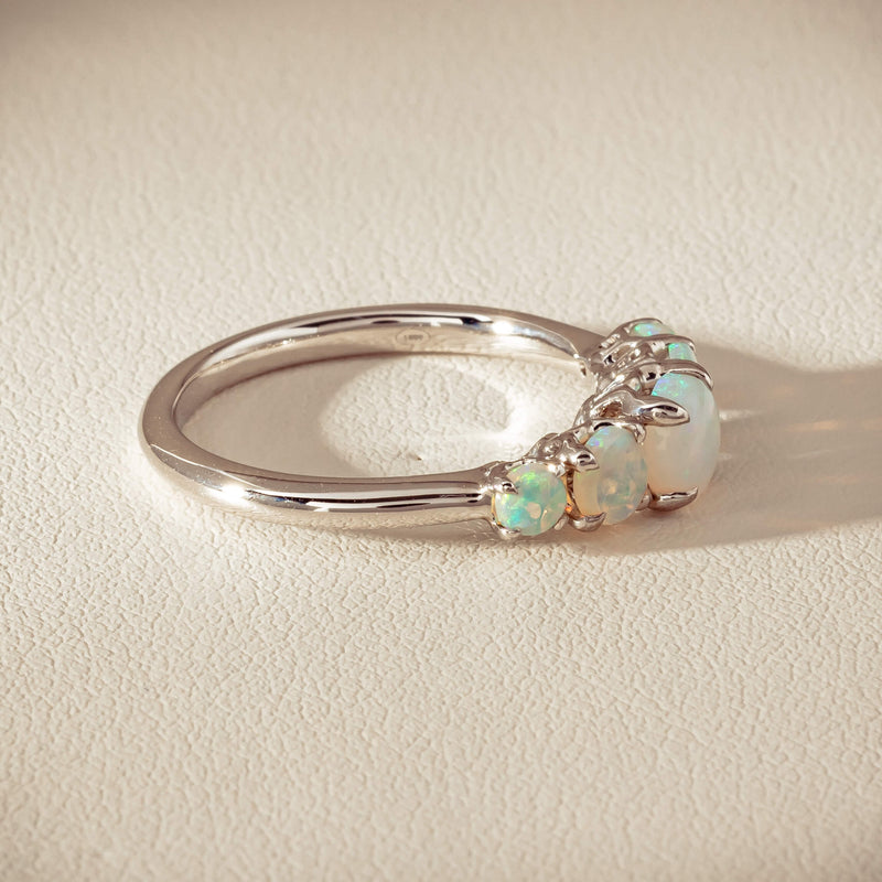 18ct White Gold Five Stone Opal Octavia Ring - Ring - Walker & Hall