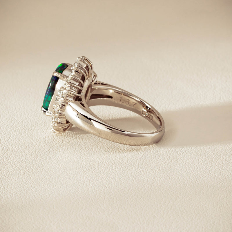 Deja Vu Platinum 1.67ct Opal & Diamond Cluster Ring - Ring - Walker & Hall