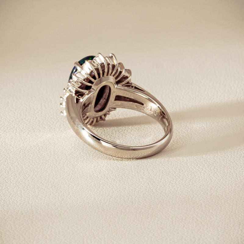 Deja Vu Platinum 1.67ct Opal & Diamond Cluster Ring - Ring - Walker & Hall