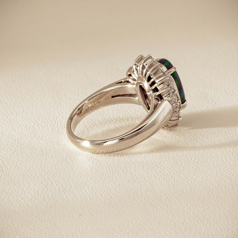 Deja Vu Platinum 1.67ct Opal & Diamond Cluster Ring - Ring - Walker & Hall