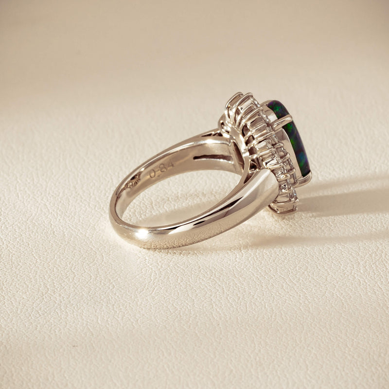 Deja Vu Platinum 1.67ct Opal & Diamond Cluster Ring - Ring - Walker & Hall
