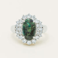 Deja Vu Platinum 1.67ct Opal & Diamond Cluster Ring - Ring - Walker & Hall