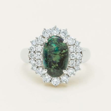 Deja Vu Platinum 1.67ct Opal & Diamond Cluster Ring - Ring - Walker & Hall