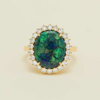 18ct Yellow Gold 4.50ct Opal & Diamond Belle Ring - Ring - Walker & Hall