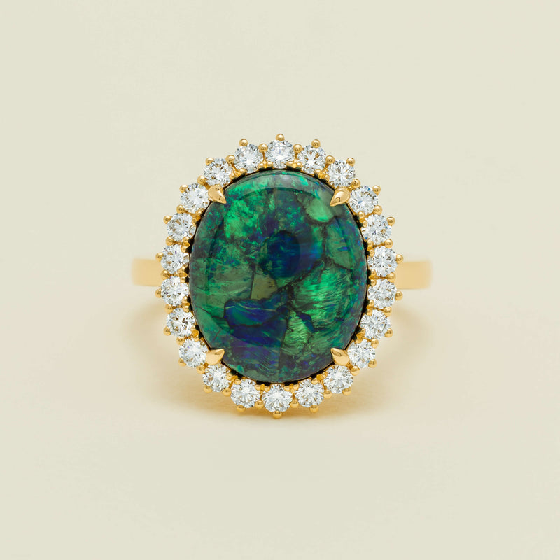 18ct Yellow Gold 4.50ct Opal & Diamond Belle Ring - Ring - Walker & Hall