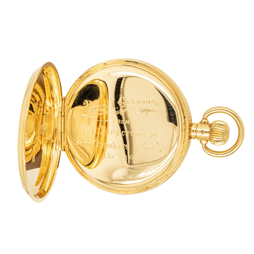 Vintage 18ct Yellow Gold Baume Longines Pocket Watch Walker & Hall