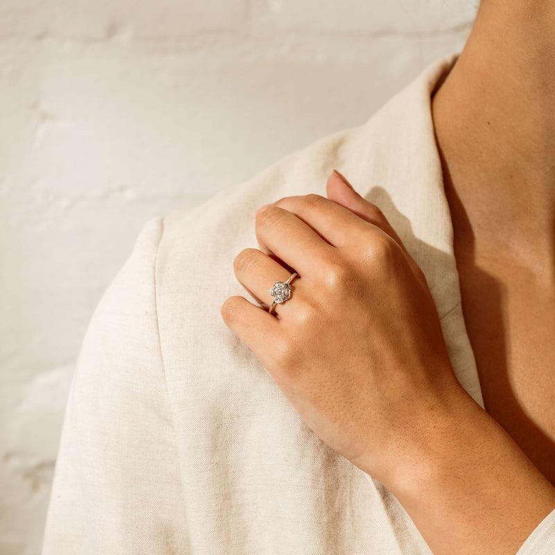 Sterling Silver Albertine Rose Ring - Ring - Walker & Hall