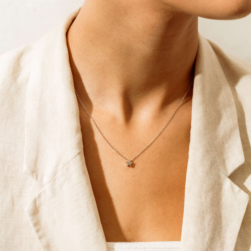 Sterling Silver Noted Star Necklace (Pendant + Chain) - Necklace - Walker & Hall