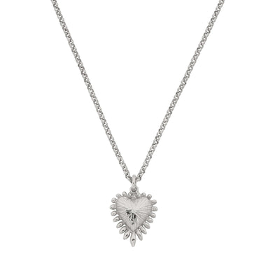 Zoe & Morgan Mini Heart Ray Necklace - Sterling Silver - Necklace - Walker & Hall