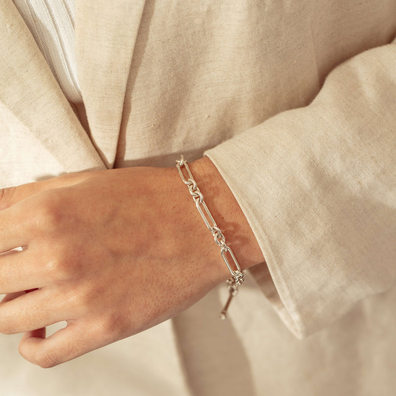 Sterling Silver Paperclip Link Fob Bracelet - Bracelet - Walker & Hall