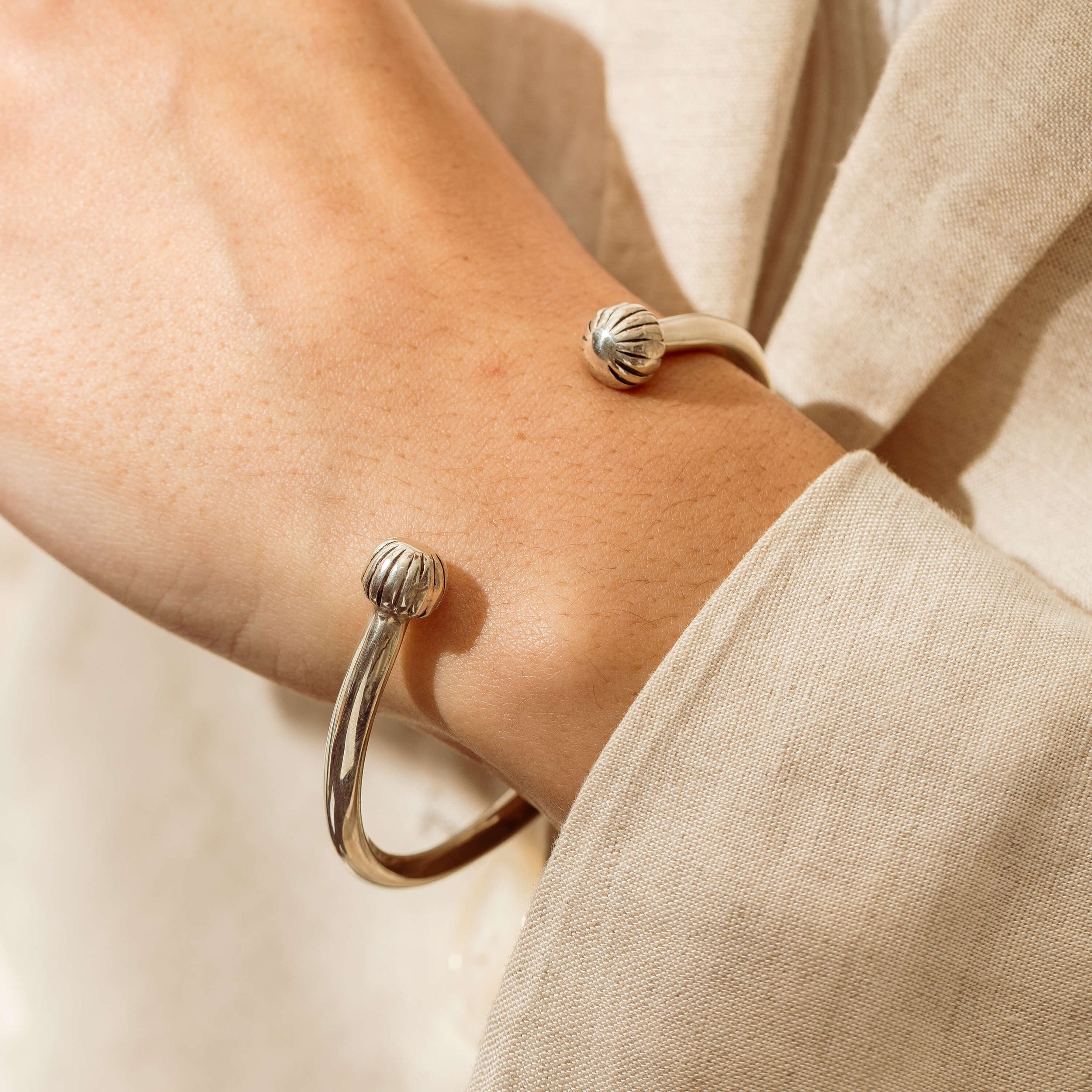 Deja Vu Sterling Silver Torque Bangle Walker & Hall