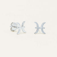 Sterling Silver Noted Zodiac Stud Earrings - Earrings - Walker & Hall