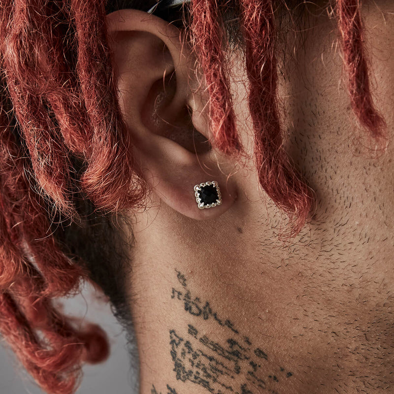 Stolen Girlfriends Club Mini Claw Earrings - Silver & Onyx-Earrings-Walker & Hall