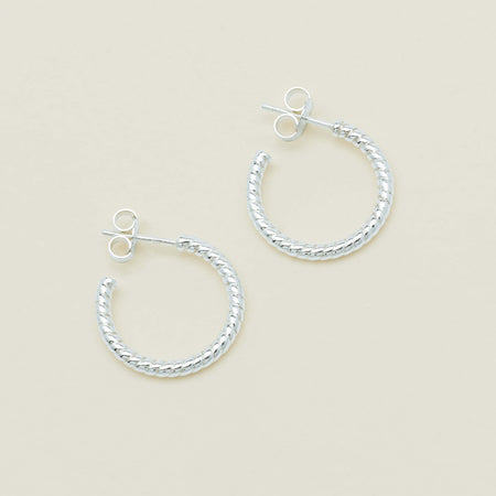 Sterling Silver Twine Hoop Earrings - Earrings - Walker & Hall