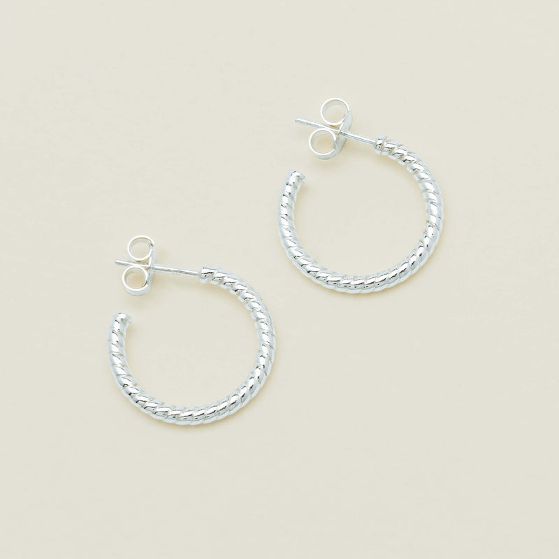 Sterling Silver Twine Hoop Earrings - Earrings - Walker & Hall