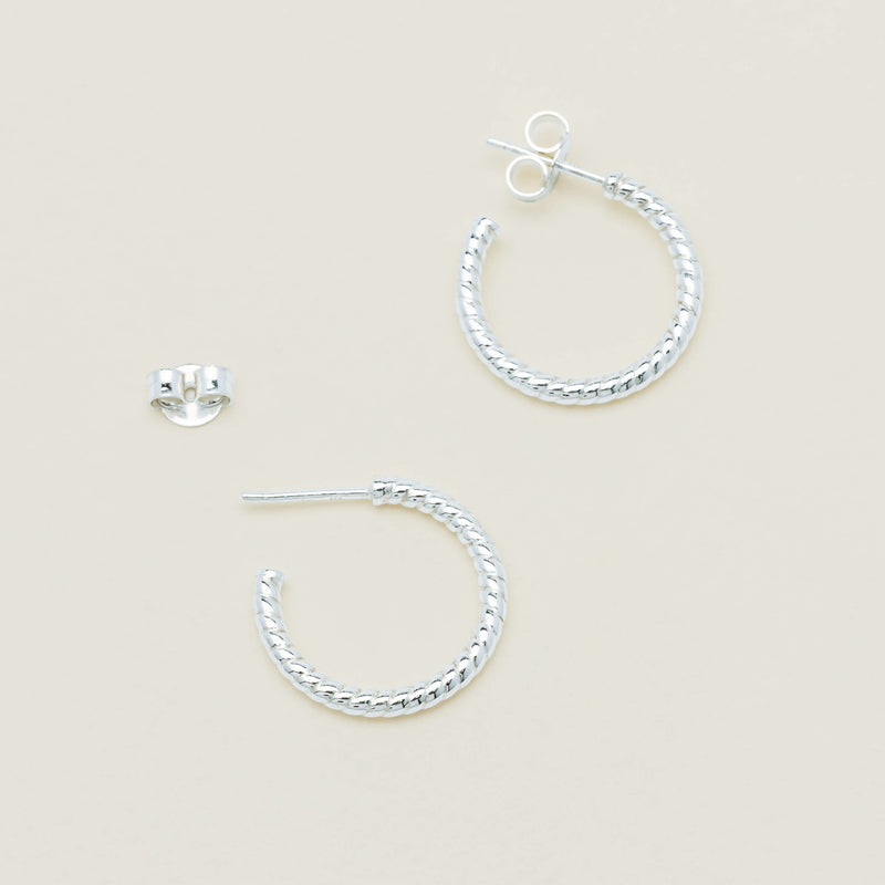 Sterling Silver Twine Hoop Earrings - Earrings - Walker & Hall