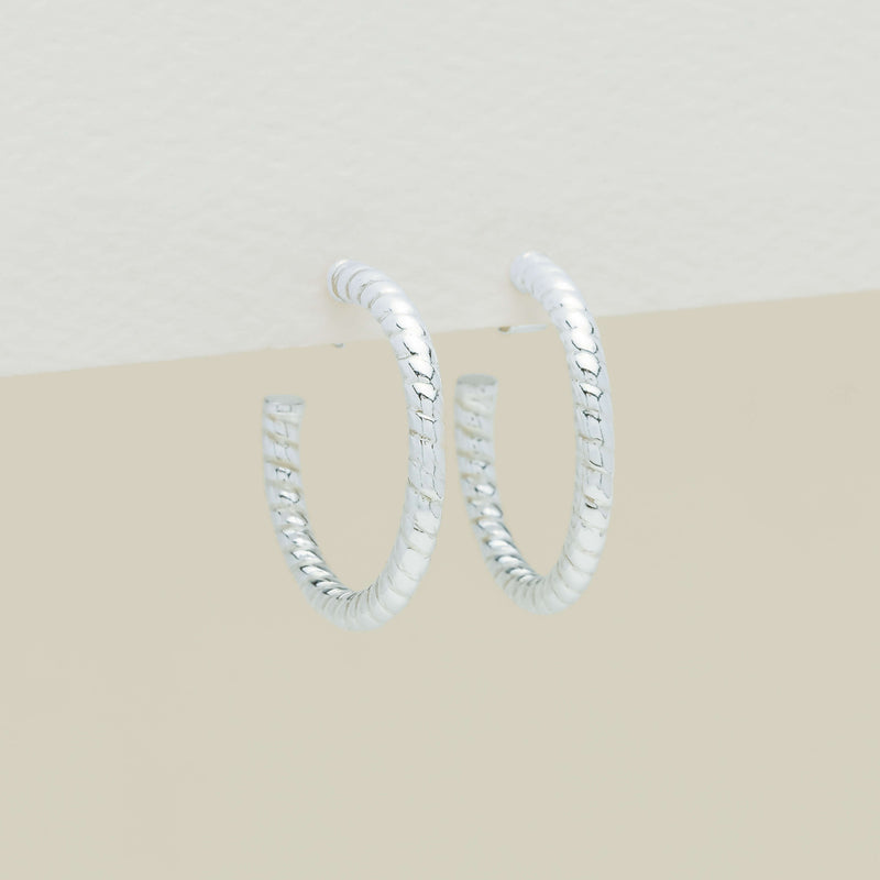 Sterling Silver Twine Hoop Earrings - Earrings - Walker & Hall