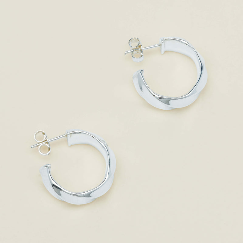 Sterling Silver Ripple Hoop Earrings - Earrings - Walker & Hall