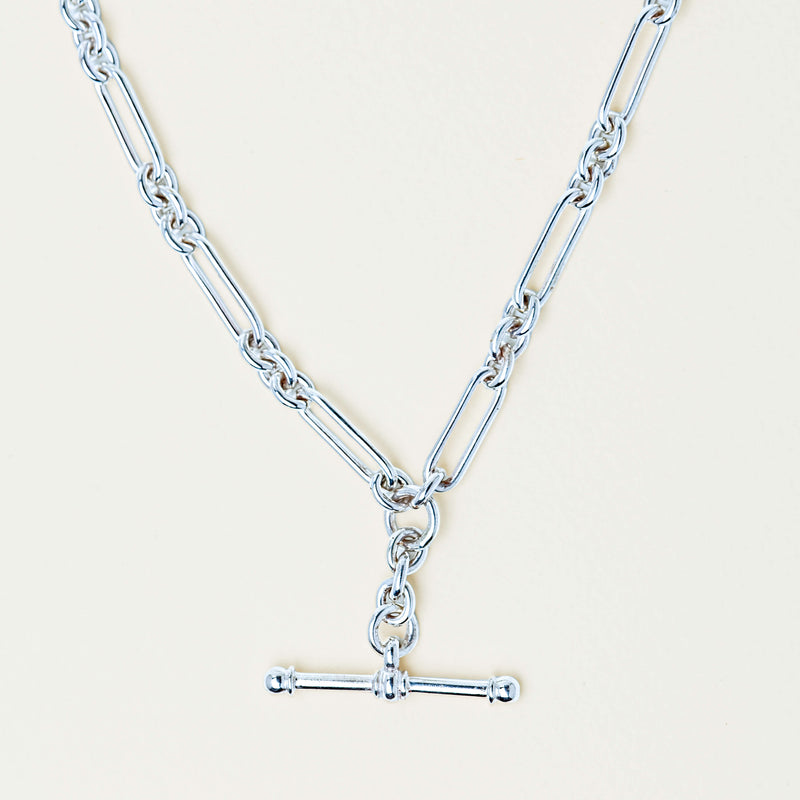 Sterling Silver Paperclip Link Fob Chain - Necklace - Walker & Hall