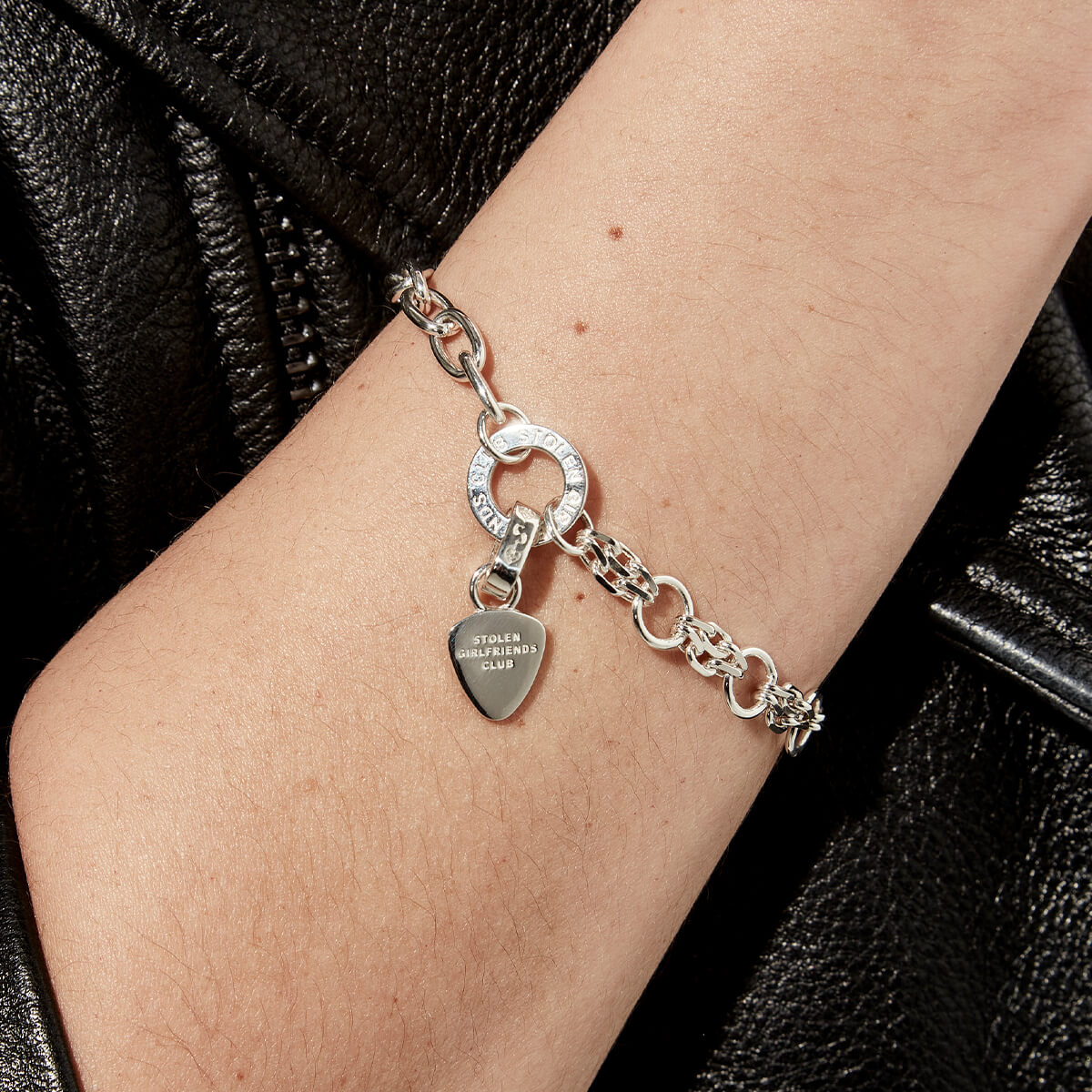 Stolen Girlfriends Club Guitar Pic Charm - Sterling Silver
