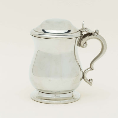 English Pewter Half Pint Lidded Georgian-Style Tankard -  - Walker & Hall