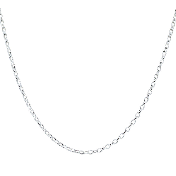 9ct White Gold Oval Belcher Chain - Necklace - Walker & Hall
