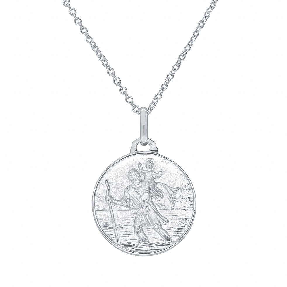 For You Collection Sterling Silver Small St Christopher Pendant Adjustable  Necklace | Grattan
