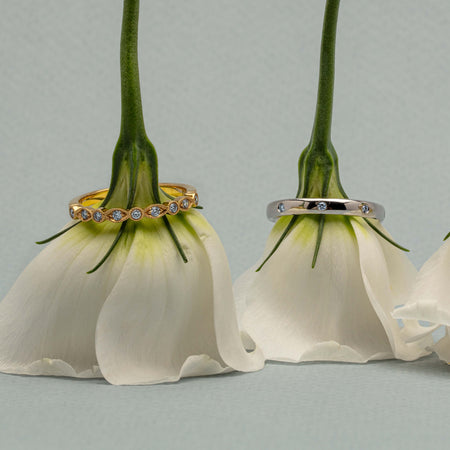 18ct White Gold .08ct Diamond Lucky Band - Ring - Walker & Hall